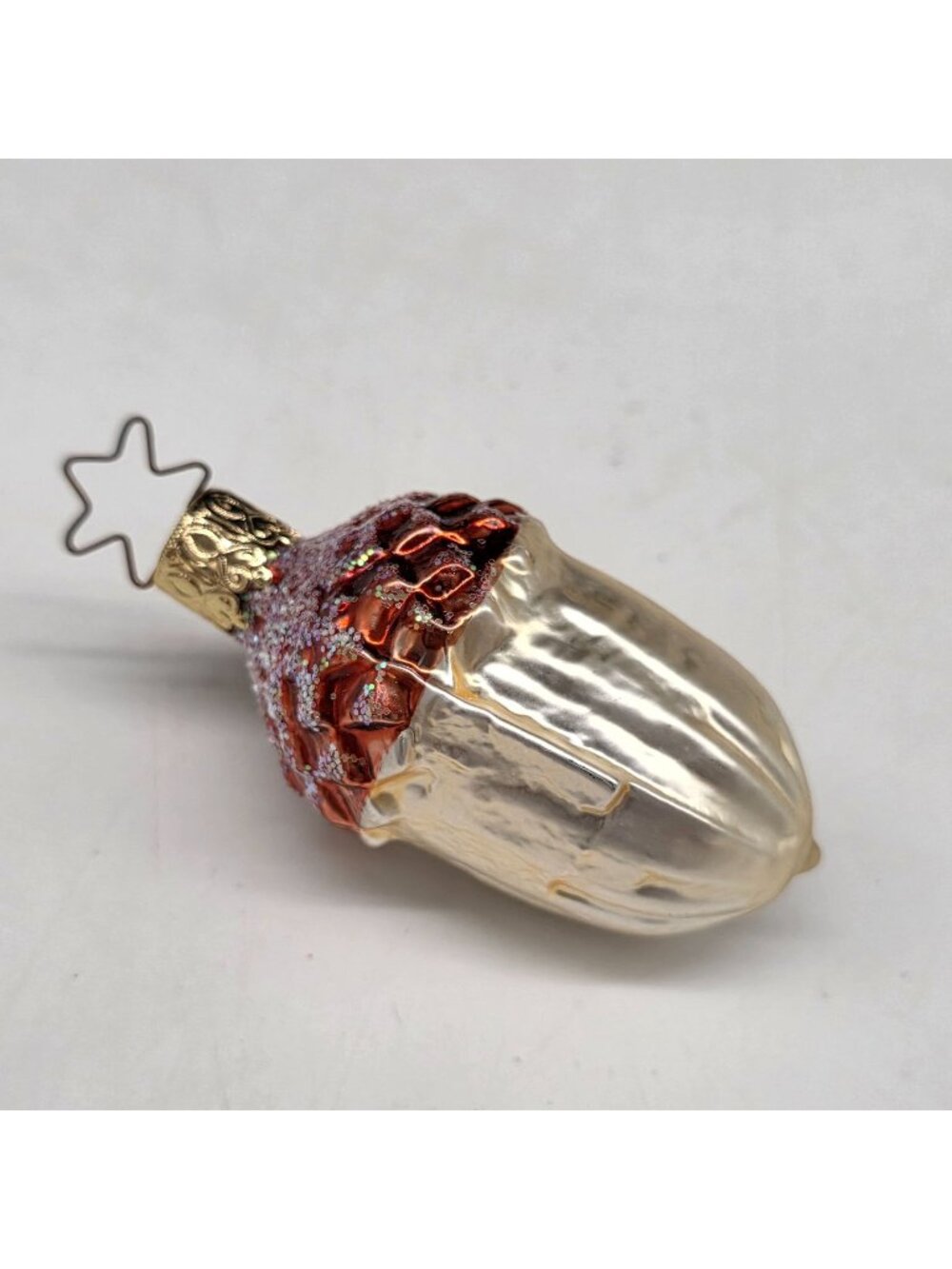 Inge Glas Glass Acorn Ornament German Christmas 2.5"